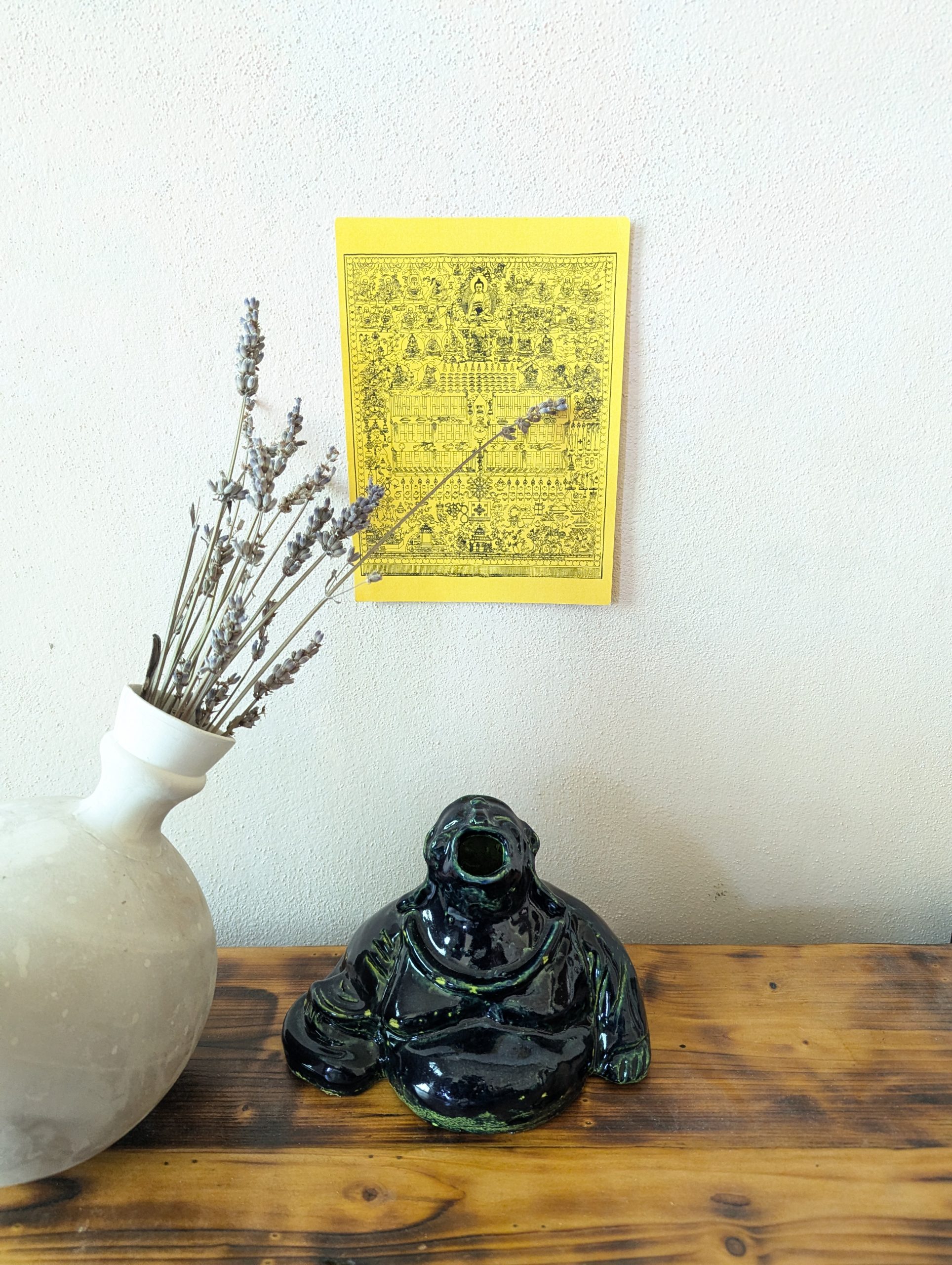 “Blue and lime Buddha lamp" 12.5 cm 9 cm 9.50 cm