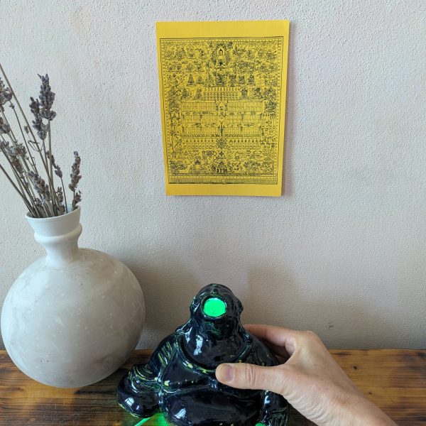 “Blue and lime Buddha lamp" 12.5 cm 9 cm 9.50 cm with light