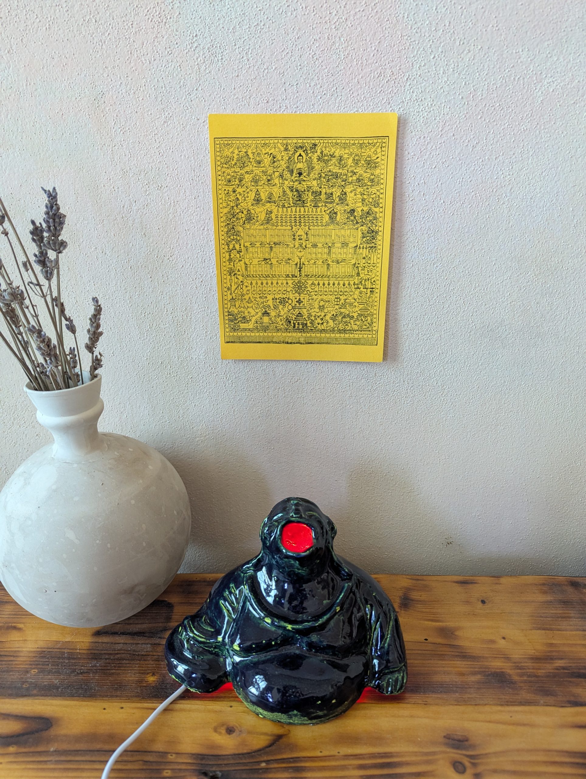 “Blue and lime Buddha lamp" 12.5 cm 9 cm 9.50 cm with light