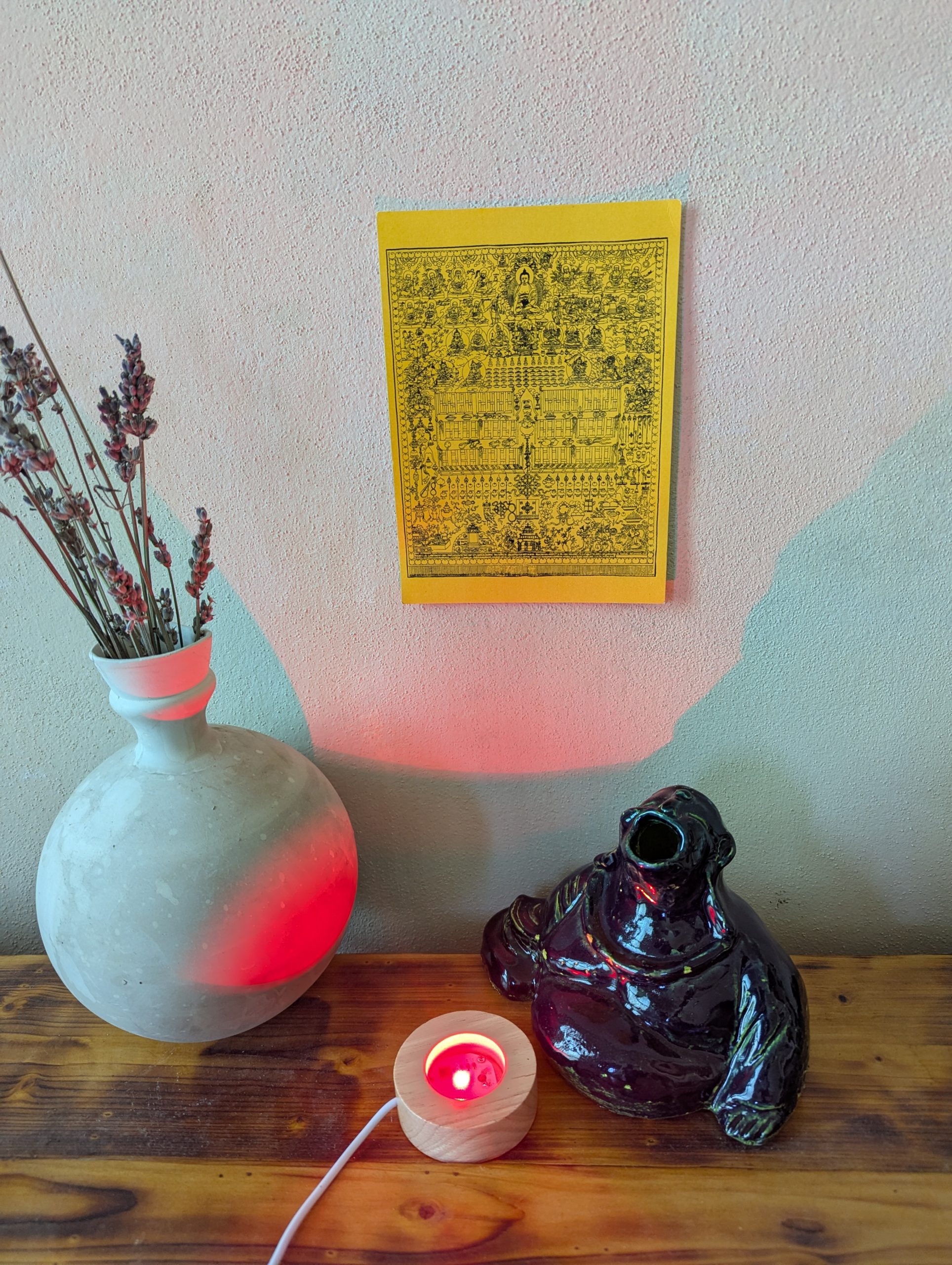 “Blue and lime Buddha lamp" 12.5 cm 9 cm 9.50 cm with light