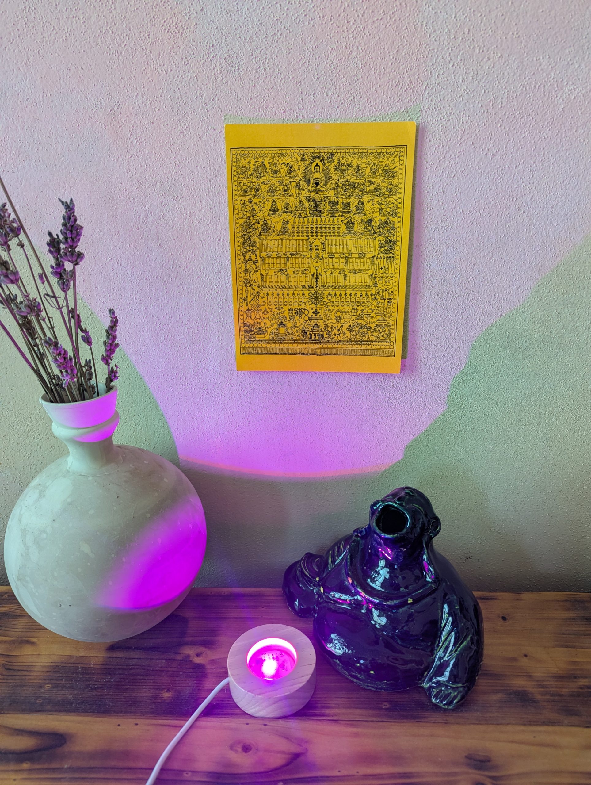 “Blue and lime Buddha lamp" 12.5 cm 9 cm 9.50 cm with light